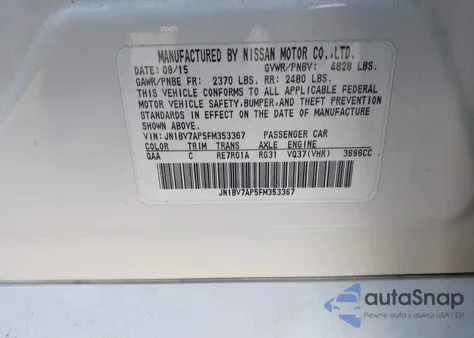 2015 Infiniti Q50 Premium из США, поврежденный, VIN JN1BV7AP5FM353367